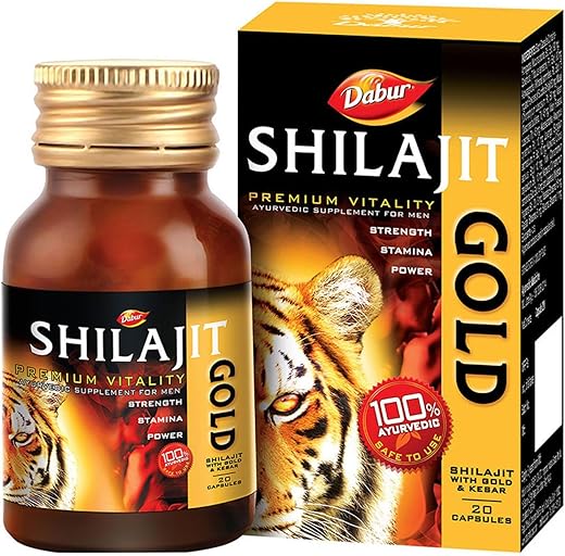 Dabur Shilajit Gold - 20 Capsules | 100% Ayurvedic Capsules for Strength , Stamina and Power | Premium Ayurvedic Supplement | For Men