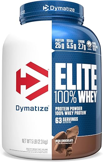 Dymatize Nutrition Elite Whey Protein Supplement Powder, Pre and Post Workout Protein Powder (5 lbs, 2.26 kg, Rich Chocolate)