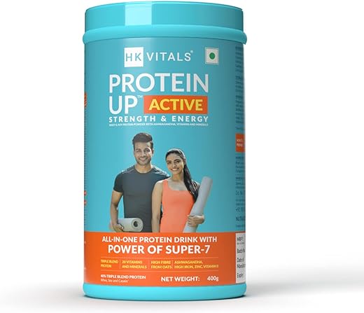 HealthKart HK Vitals ProteinUp Active,All in one triple blend protein for Strength, Immunity, and Stress-Relief (Chocolate, 400 g / 0.88 lb)