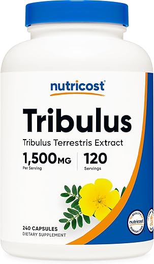 Nutricost Tribulus Terrestris Extract 1500mg, 240 Capsules - 40% Saponins, 120 Servings, Non-GMO, Gluten Free